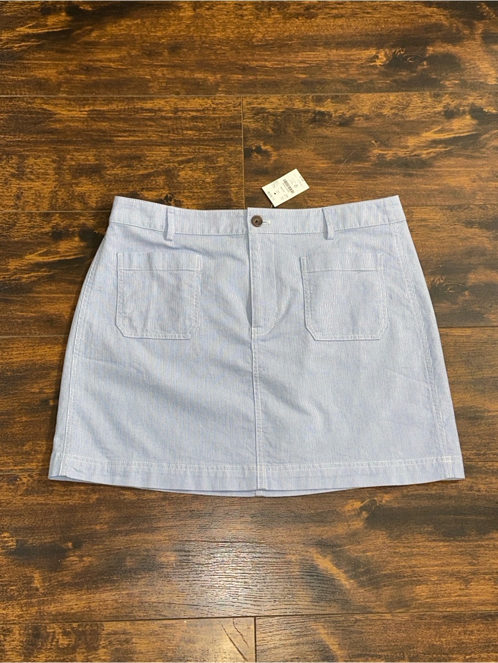 💙 J.Crew NWT Blue White Pinstripe Mini Skirt Size 12 Coastal Preppy